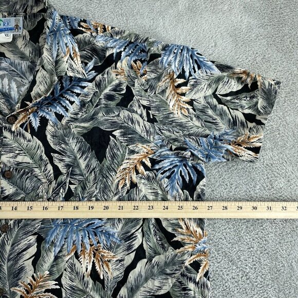 RJC Mens Hawaiian Shirt 2XL Black & Blue Tropical  Short Sleeve Button-Up 1067 - Picture 4 of 7